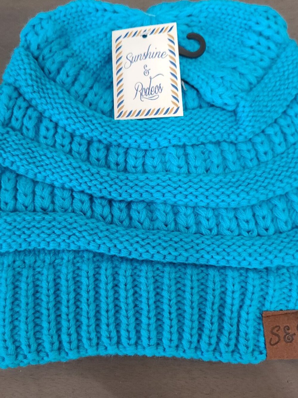 Sunshine & Rodeos Turquoise Blue Knitted Hat